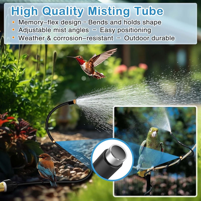 ElectricWise Hose Misters for Outside Patio, 60 Inch Flexible Misting System Cooling Stand Portable Water Mist for Outdoor, Hose Mister for Chicken Coop, Garden, Backyard, Bird Bath-Upgraded Thickened Mist - Image 2